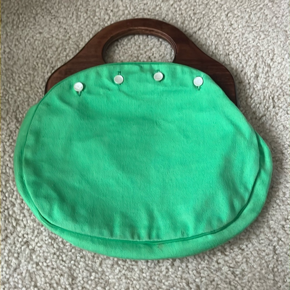 Bermuda purse with wooden handles.Interchangeable covers